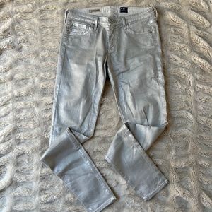 AG Adriano Goldschmied Silver Sheen Skinny Jeans